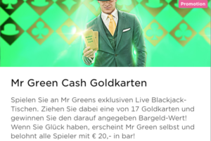 Im Mr Green Casino gibt es Cash Goldkarten zu gewinnen